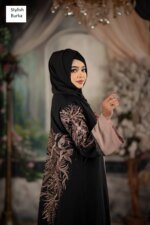 প্রিমিয়াম এমব্রয়ডারি বোরকা সেট Black - Image 2
