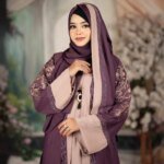 প্রিমিয়াম এমব্রয়ডারি বোরকা সেট Purple