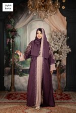 প্রিমিয়াম এমব্রয়ডারি বোরকা সেট Purple - Image 2