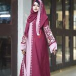 New এমব্রয়ডারি বোরকা সেট Red