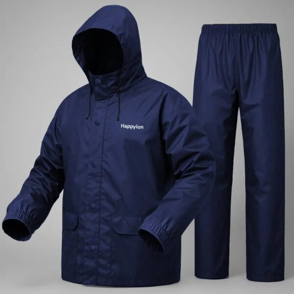 Water proof High quality Rain Coat With Pant. (Happylon) Blue