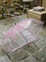 Transparent Flower Design Folding Women Fashion Umbrella