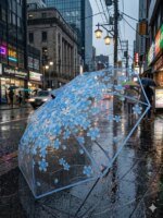 Transparent Flower Design Folding Women Fashion Umbrella - Image 3