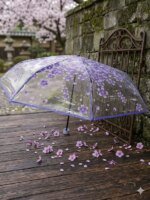 Transparent Flower Design Folding Women Fashion Umbrella - Image 2