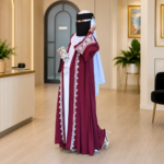 Exclusive Rose Arabian Borka 3-Piece Set - Original Dubai Fabric & Embroidery (Koti, Inner & Hijab) - Image 2